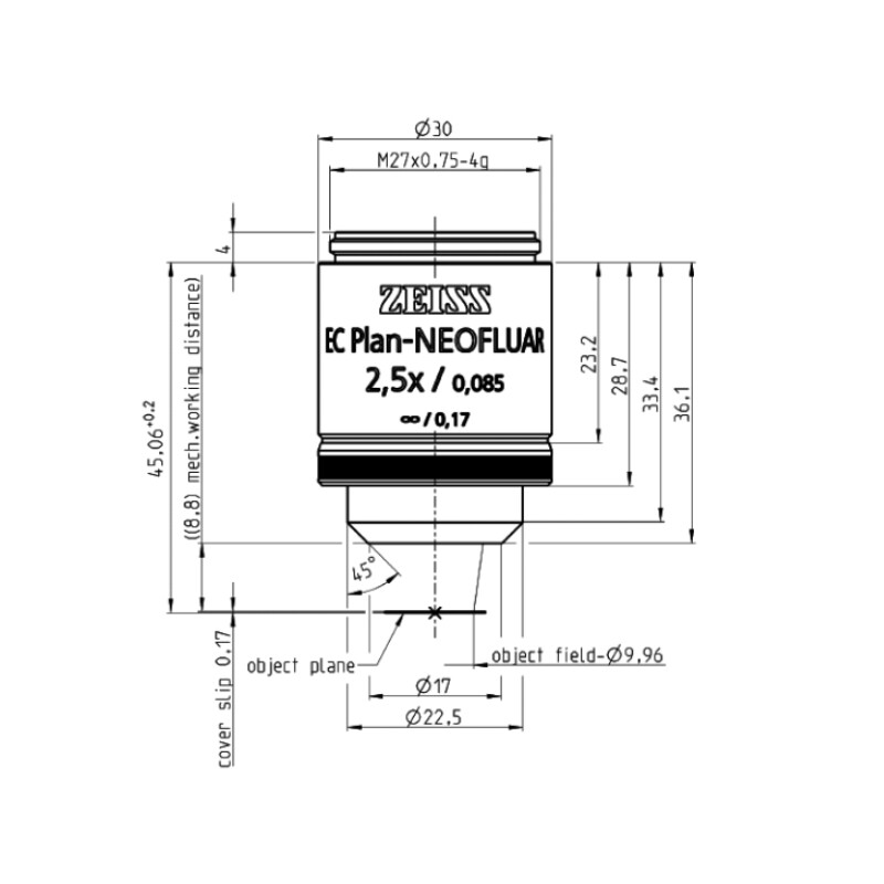 ZEISS Obiettivo Objektiv EC Plan-Neofluar, POL, 2,5x/0,085 wd=8,8mm