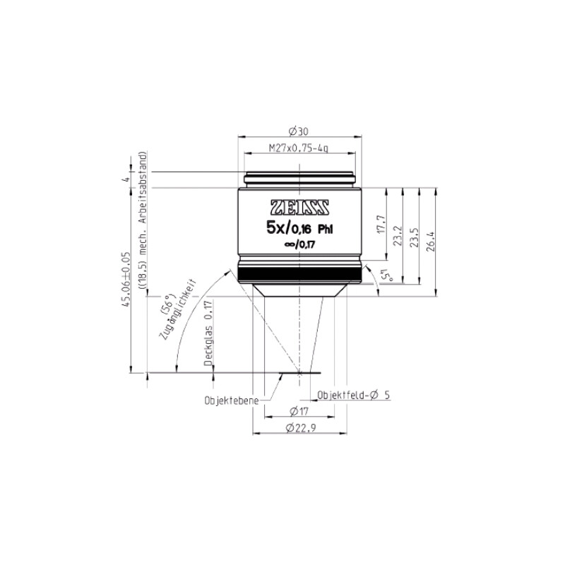 ZEISS Objectief EC Plan-Neofluar, Ph1 5x/0.16 wd=18.5mm