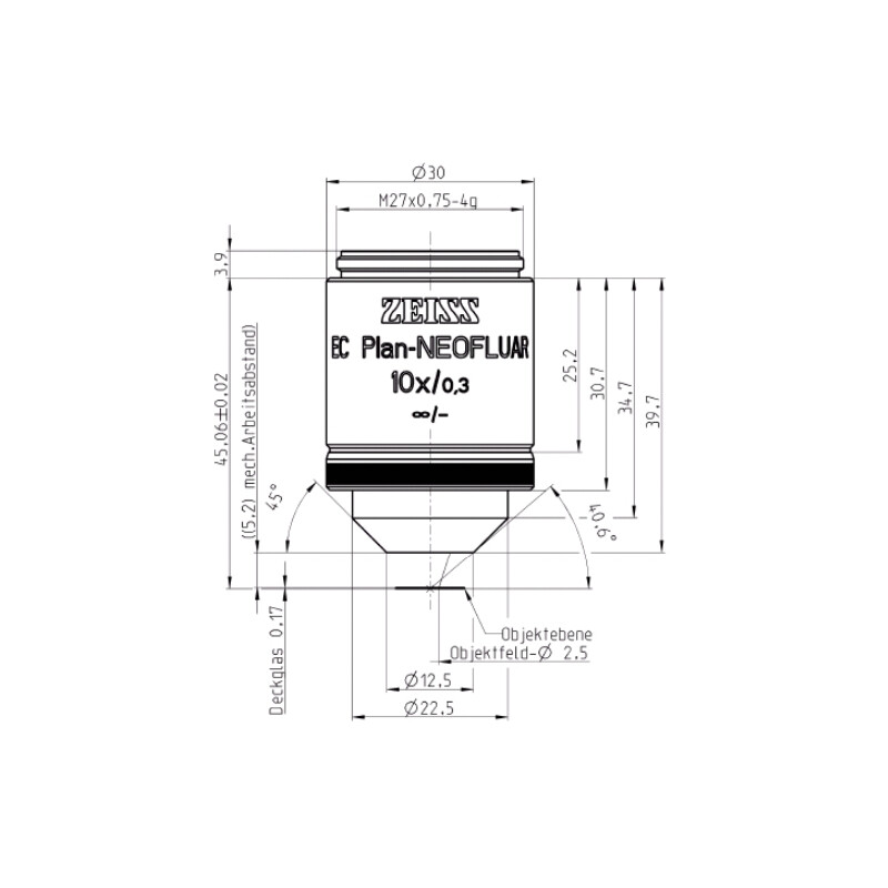 ZEISS Obiettivo Objektiv EC Plan-Neofluar, 10x/0,3 wd=5,2mm