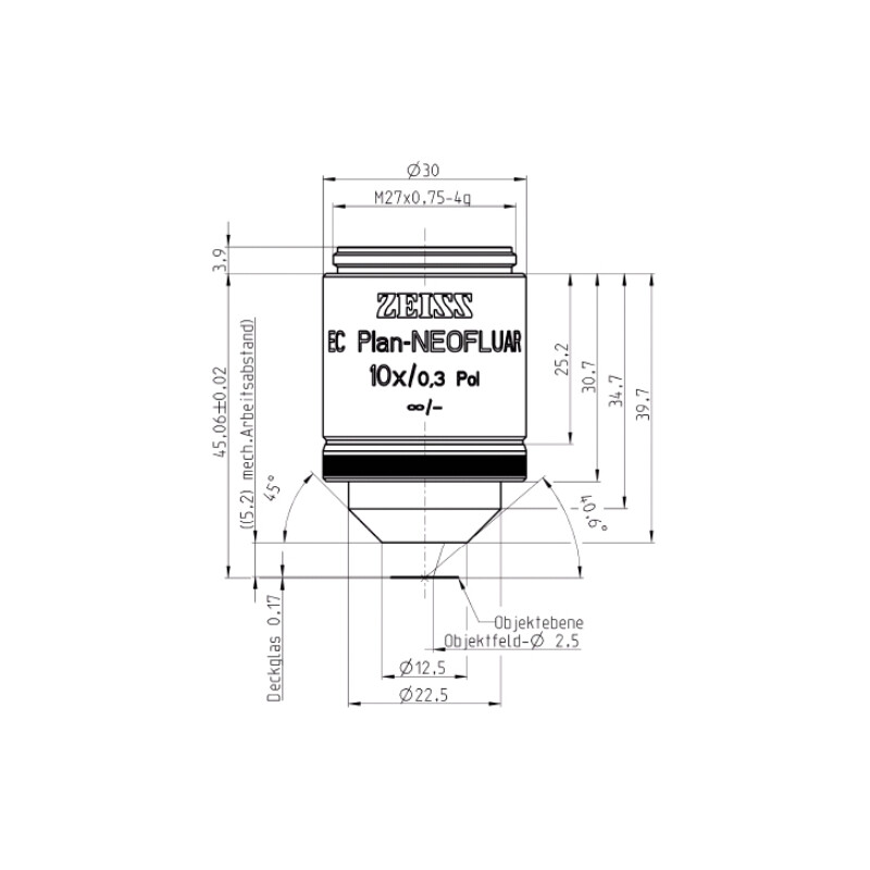 ZEISS Objectief Objektiv EC Plan-Neofluar, POL, 10x/0,3 Pol wd=5,2mm