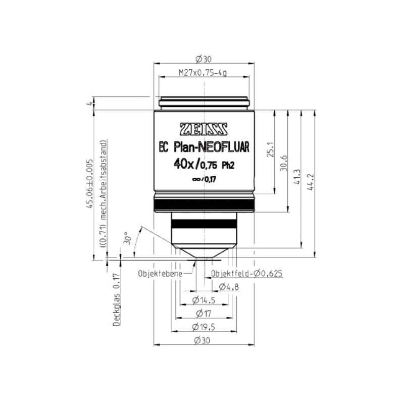 ZEISS Obiettivo Objektiv EC Plan-Neofluar,Ph2 , 40x/0,75, wd=0,71