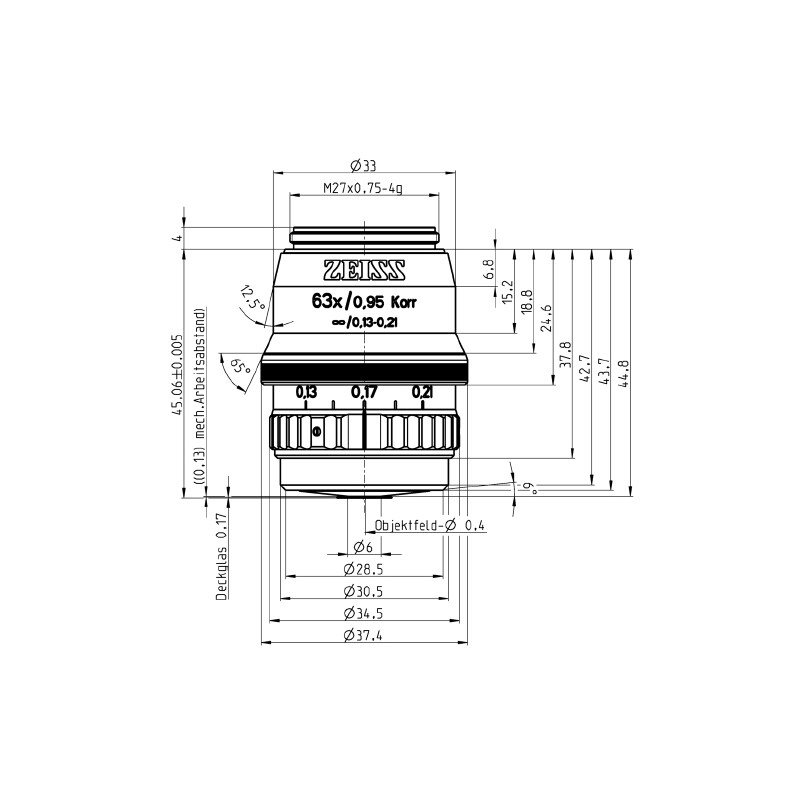 ZEISS Obiettivo Objektiv EC Plan-Neofluar, 63x/0,95 Korr wd=0,12