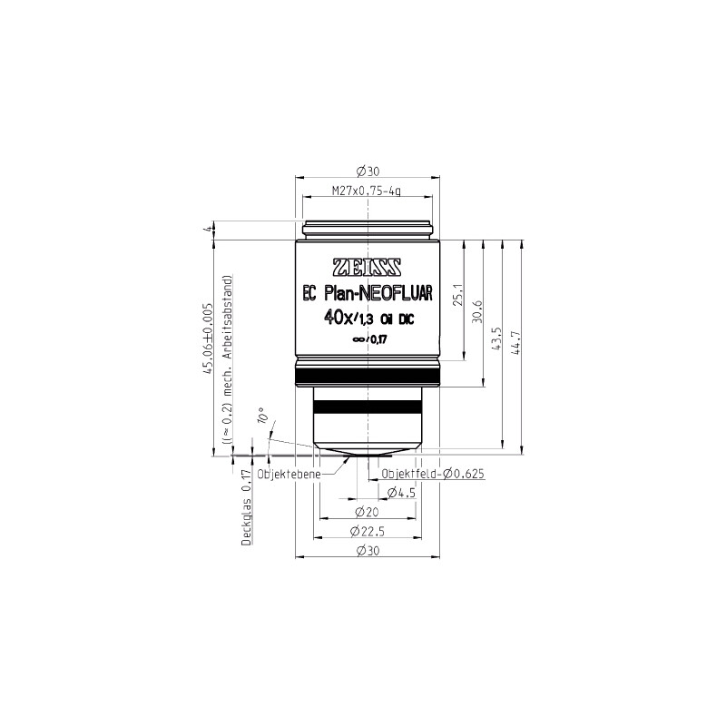 ZEISS Obiettivo Objektiv EC Plan-Neofluar,  DIC , 40x/1,30 Oil, wd=0,21mm