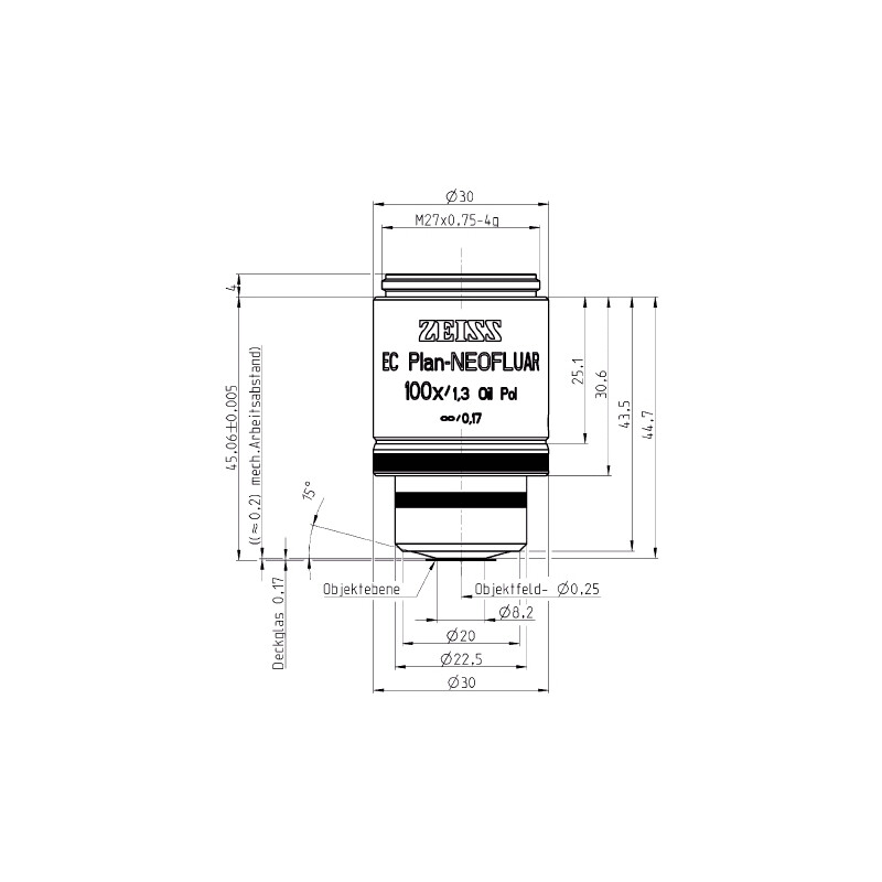 ZEISS Obiettivo Objektiv EC Plan-Neofluar, POL, 100x/1,30 Oil  wd=0,20mm