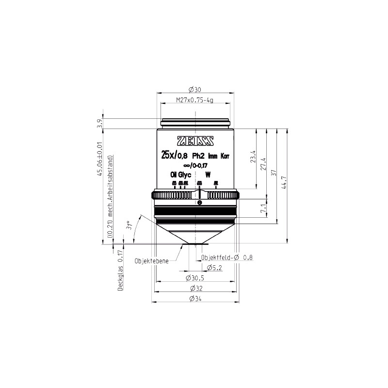 ZEISS Obiettivo Objektiv LCI Plan-Neofluar 25x/0,8 Imm Korr Ph2 wd=0,21mm