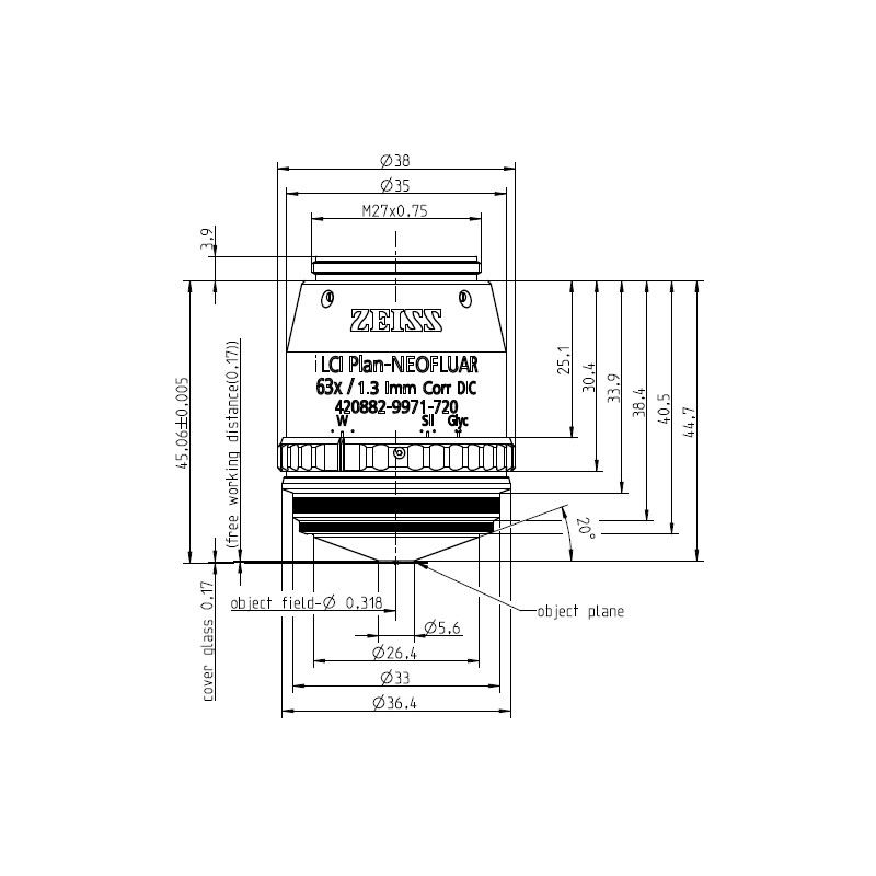 ZEISS Obiettivo Objektiv i LCI Plan-Neofluar 63x/1,3 Imm Korr DIC wd=0,17mm