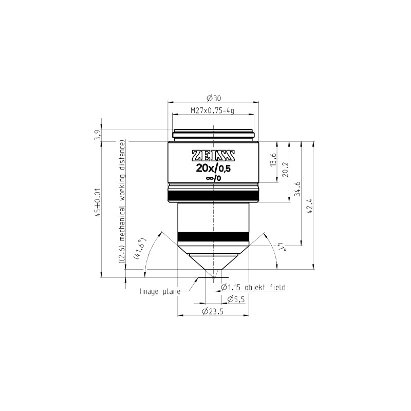 ZEISS Obiettivo Objektiv W N-Achroplan 20x/0,5 wd=2,6mm