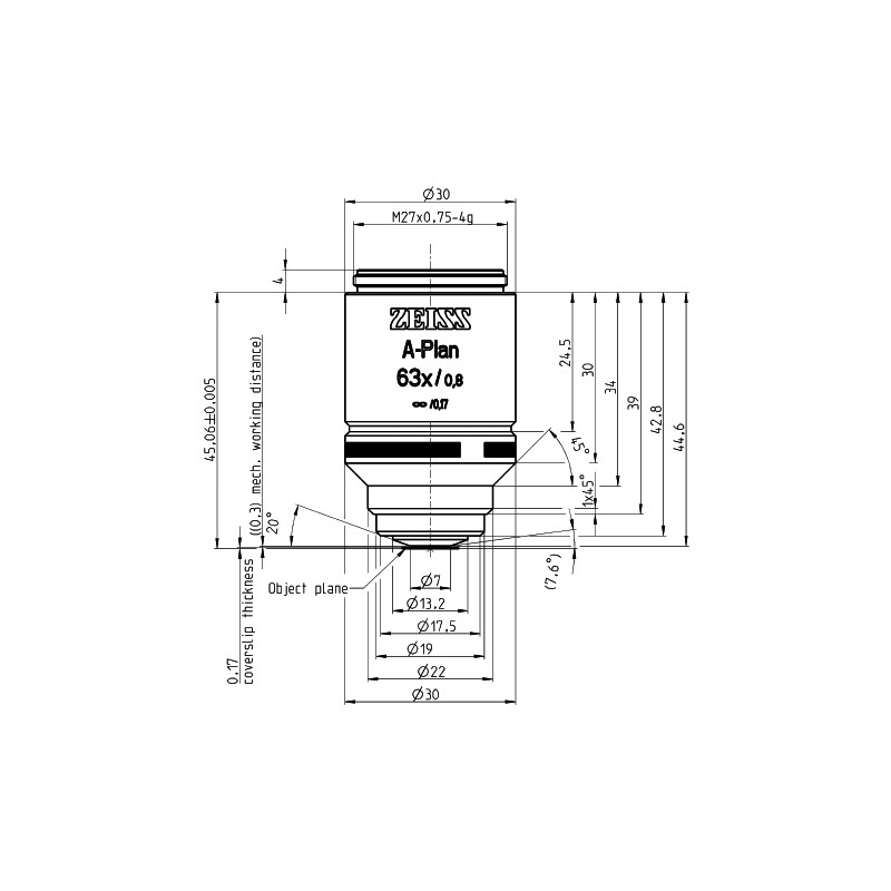 ZEISS Objectief Objektiv A-Plan 63x/0,8 wd=0,30mm