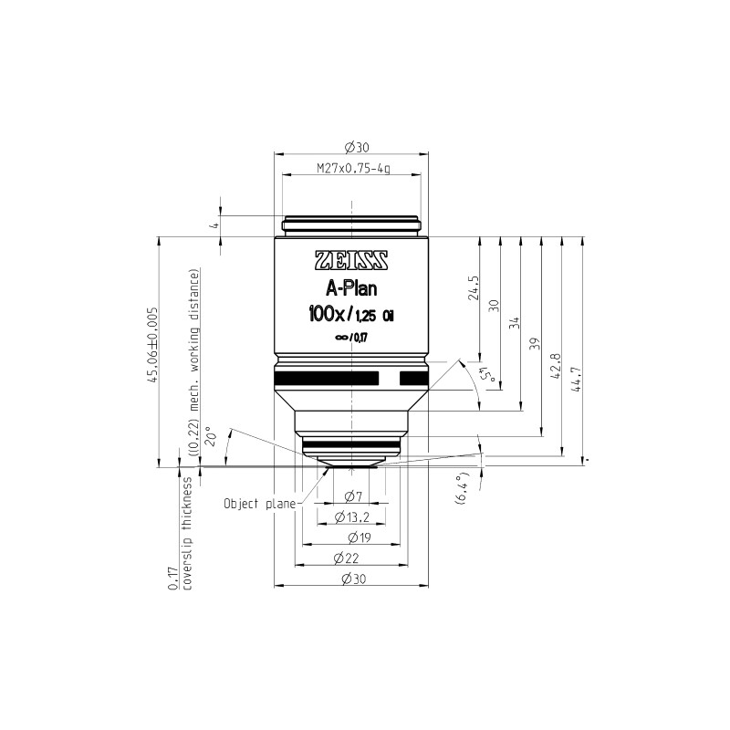 Objectif ZEISS Objektiv A-Plan 100x/1,25 Oil wd=0,22mm