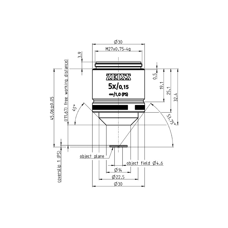 ZEISS Obiettivo Objektiv LD A-Plan 5x/0,15 wd=11,7mm