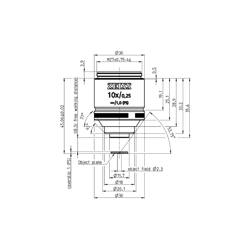 ZEISS Objectief Objektiv LD A-Plan 10x/0,25 wd=8,5mm