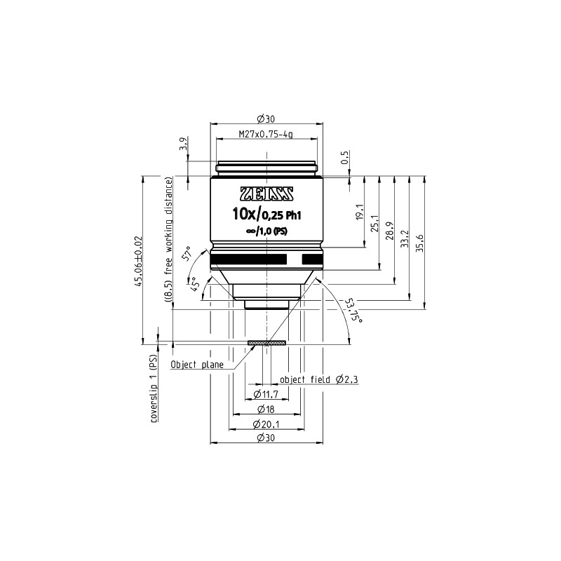 ZEISS Objective Objektiv LD A-Plan 10x/0,25 Ph1 wd=8,5mm