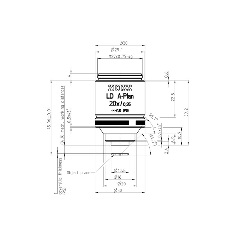 Objectif ZEISS Objektiv LD A-Plan 20x/0,35 wd=4,9mm