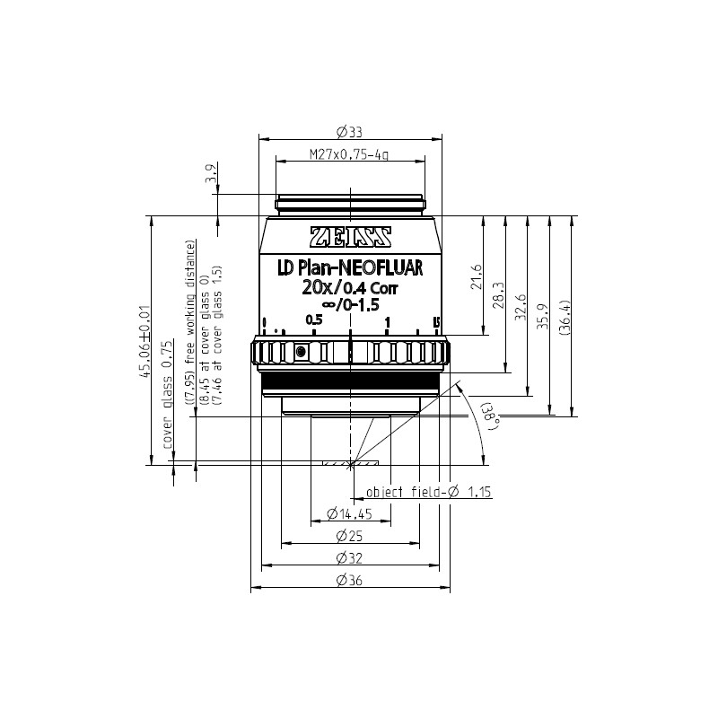 Objectif ZEISS Objektiv LD Plan-Neofluar 20x/0,4 Korr wd=8,4mm