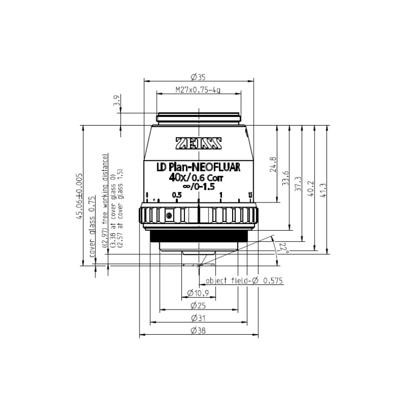 ZEISS Obiettivo Objektiv LD Plan-Neofluar 40x/0,6 Korr wd=3,3mm