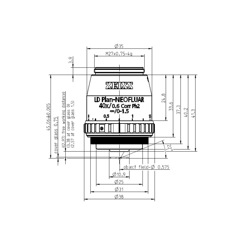 ZEISS Obiettivo Objektiv LD Plan-Neofluar 40x/0,6 Korr Ph2 wd=3,3mm