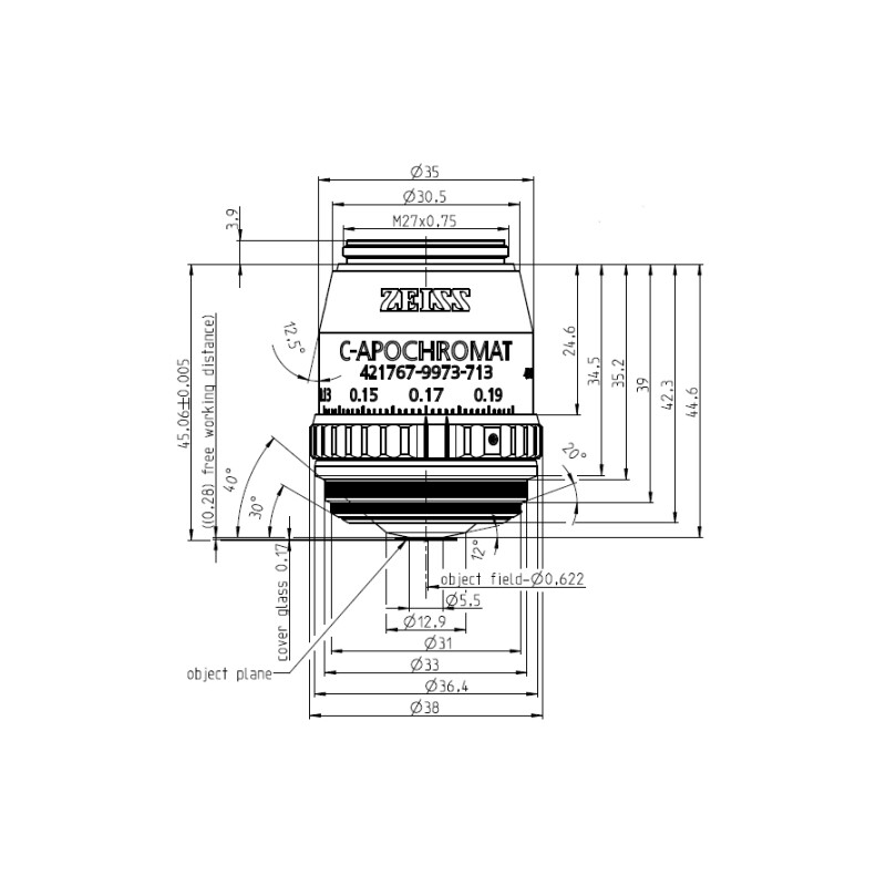 ZEISS Obiettivo Objektiv C-Apochromat 40x/1,2 W Korr FCS wd=0,28mm