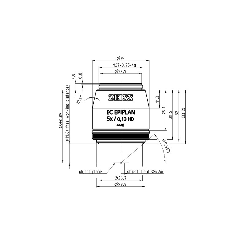 ZEISS Obiettivo Objektiv EC Epiplan 5x/0,13 HD wd=11,8mm