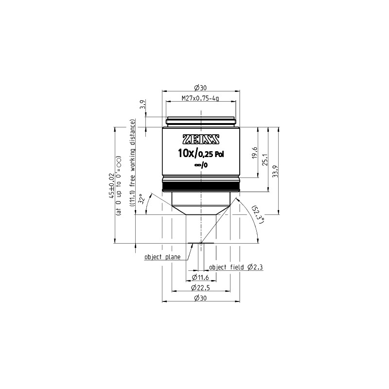 Objectif ZEISS Objektiv EC Epiplan 10x/0,25 Pol wd=11,0mm