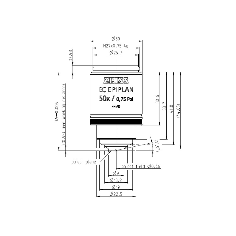 ZEISS Obiettivo Objektiv EC Epiplan 50x/0,75 Pol wd=1,0mm