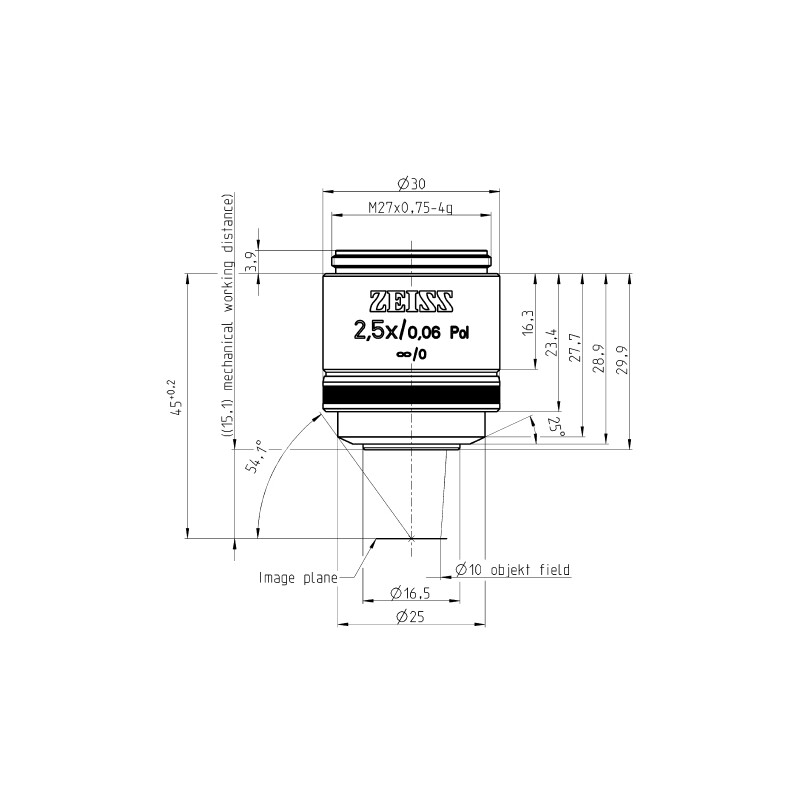 Objectif ZEISS Objektiv EC Epiplan-Neofluar 2,5x/0,06 Pol wd=15,1mm