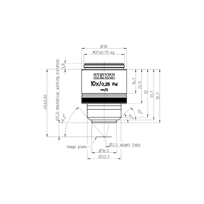 Objectif ZEISS Objektiv EC Epiplan-Neofluar 10x/0,25 Pol wd=9,3mm