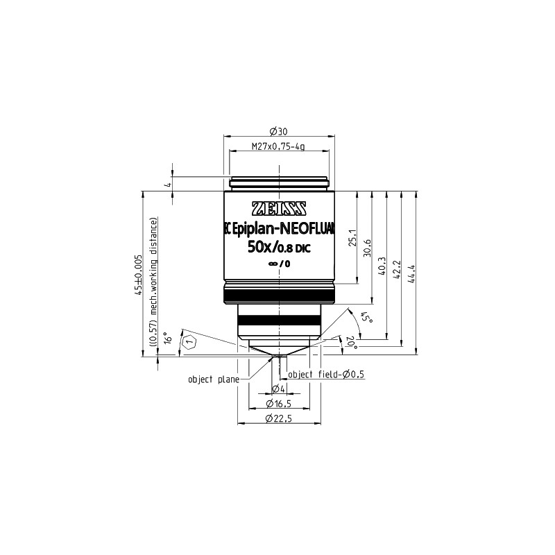 Objectif ZEISS EC Epiplan-Neofluar 50x/0,8 DIC wd=0,57mm