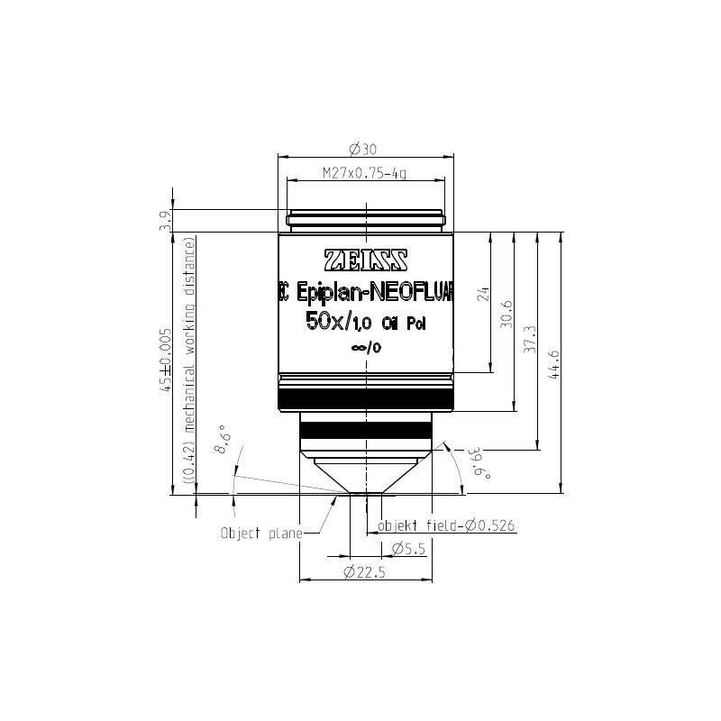 ZEISS Obiettivo Objektiv EC Epiplan-Neofluar 50x/1,0 Oil Pol wd=0,40mm