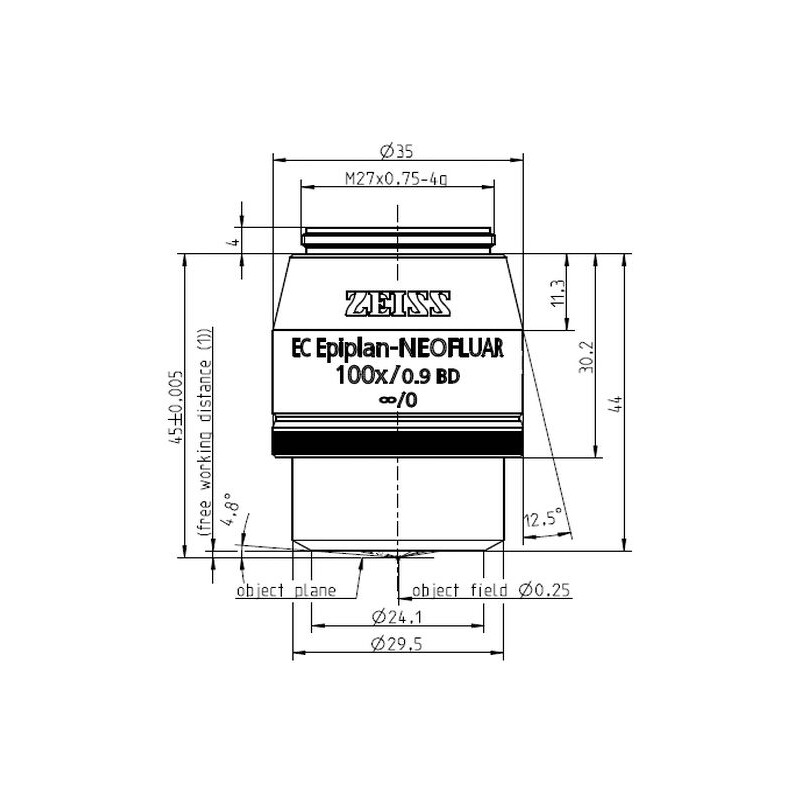 ZEISS Obiettivo Objektiv EC Epiplan-Neofluar 100x/0,9 HD wd=1,0mm