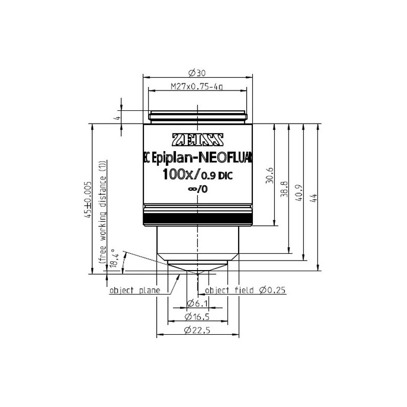 ZEISS Obiettivo Objektiv EC Epiplan-Neofluar 100x/0.9 DIC wd=1.0mm