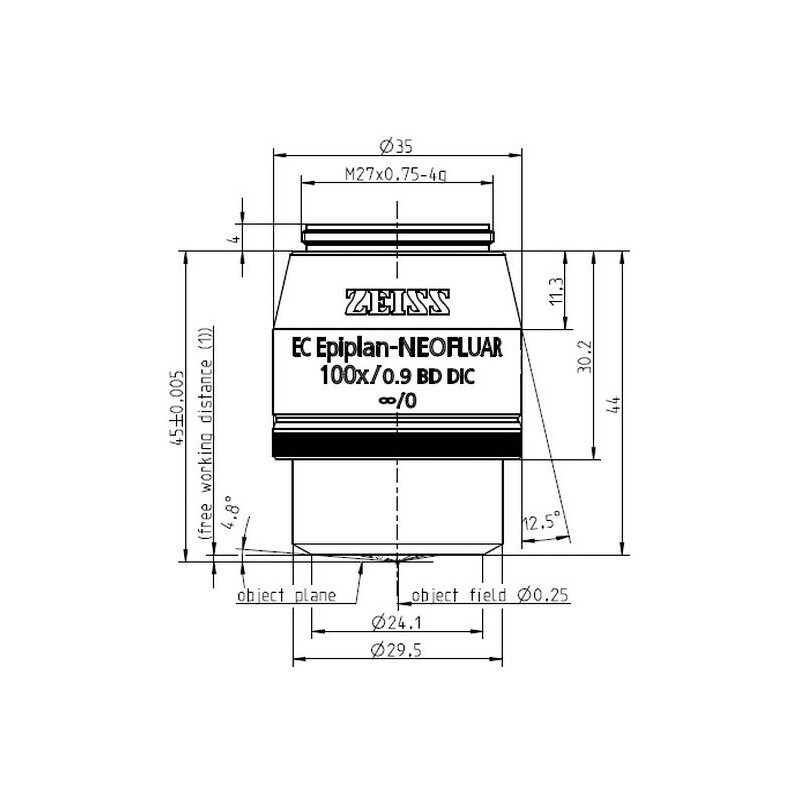 ZEISS Obiettivo Objektiv EC Epiplan-Neofluar 100x/0,9 HD DIC wd=1.0mm