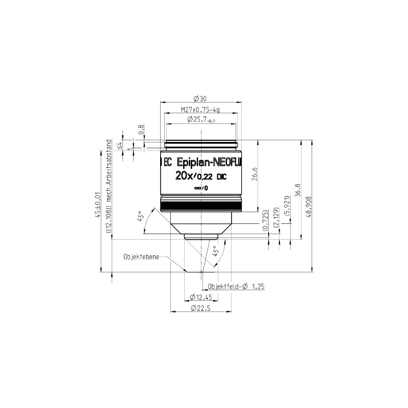 Objectif ZEISS Objektiv LD EC Epiplan-Neofluar 20x/0,22 DIC wd=12,1mm