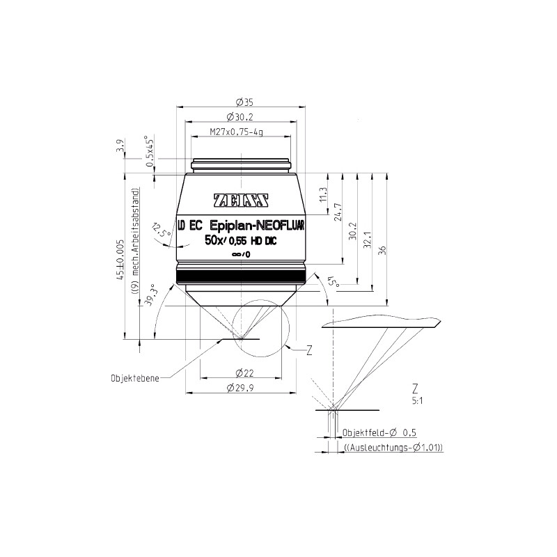 ZEISS Obiettivo Objektiv LD EC Epiplan-Neofluar 50x/0,55 HD DIC wd=9,0mm