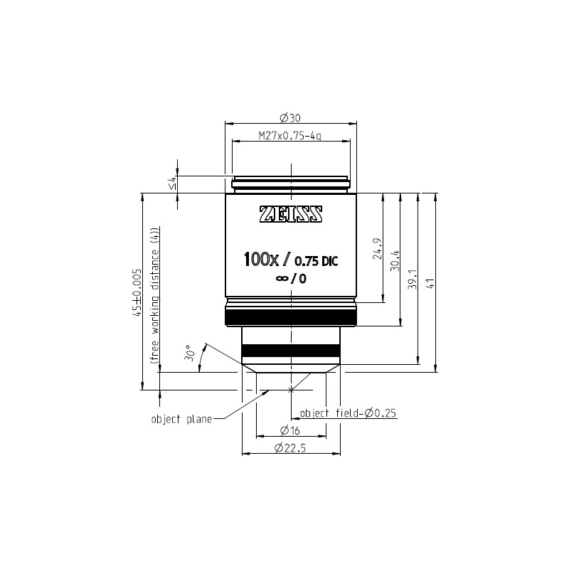 ZEISS Obiettivo Objektiv LD EC Epiplan-Neofluar 100x/0,75 DIC wd=4,0mm