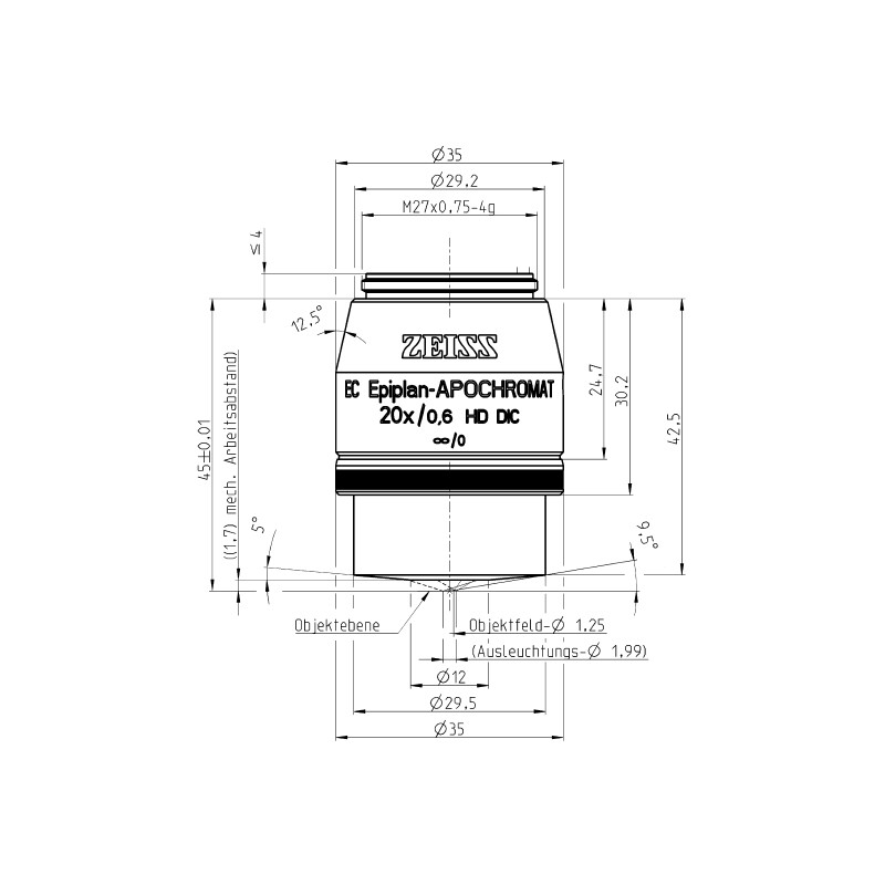 ZEISS Obiettivo Objektiv EC EpiPlan-Apochromat, 20x/0,6 HD DIC wd=1,7mm