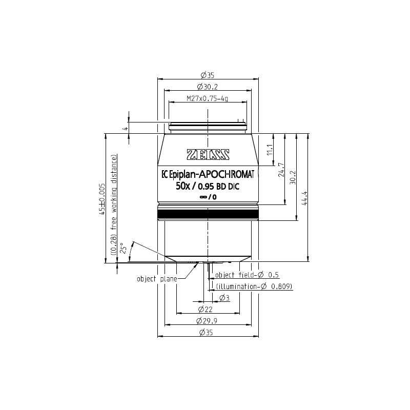 ZEISS Obiettivo Objektiv EC EpiPlan-Apochromat, 50x/0,95 HD DIC wd=0,28mm