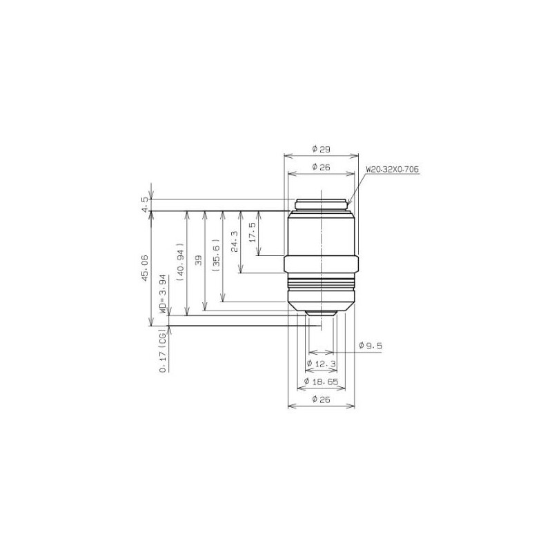 Evident Olympus Obiettivo Objektiv LPLN40X/0.65, plan, infinity, dry, w.d.3.4-4.10, Deckglas 0-1.00