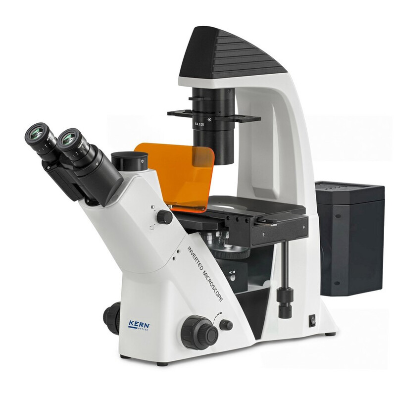 Kern Microscopio invertido OCM 167, FL, PH, trino, Abbe-N.A.-0,3-Kondensor fix, 10x-40x, Al, Dl, 5W LED